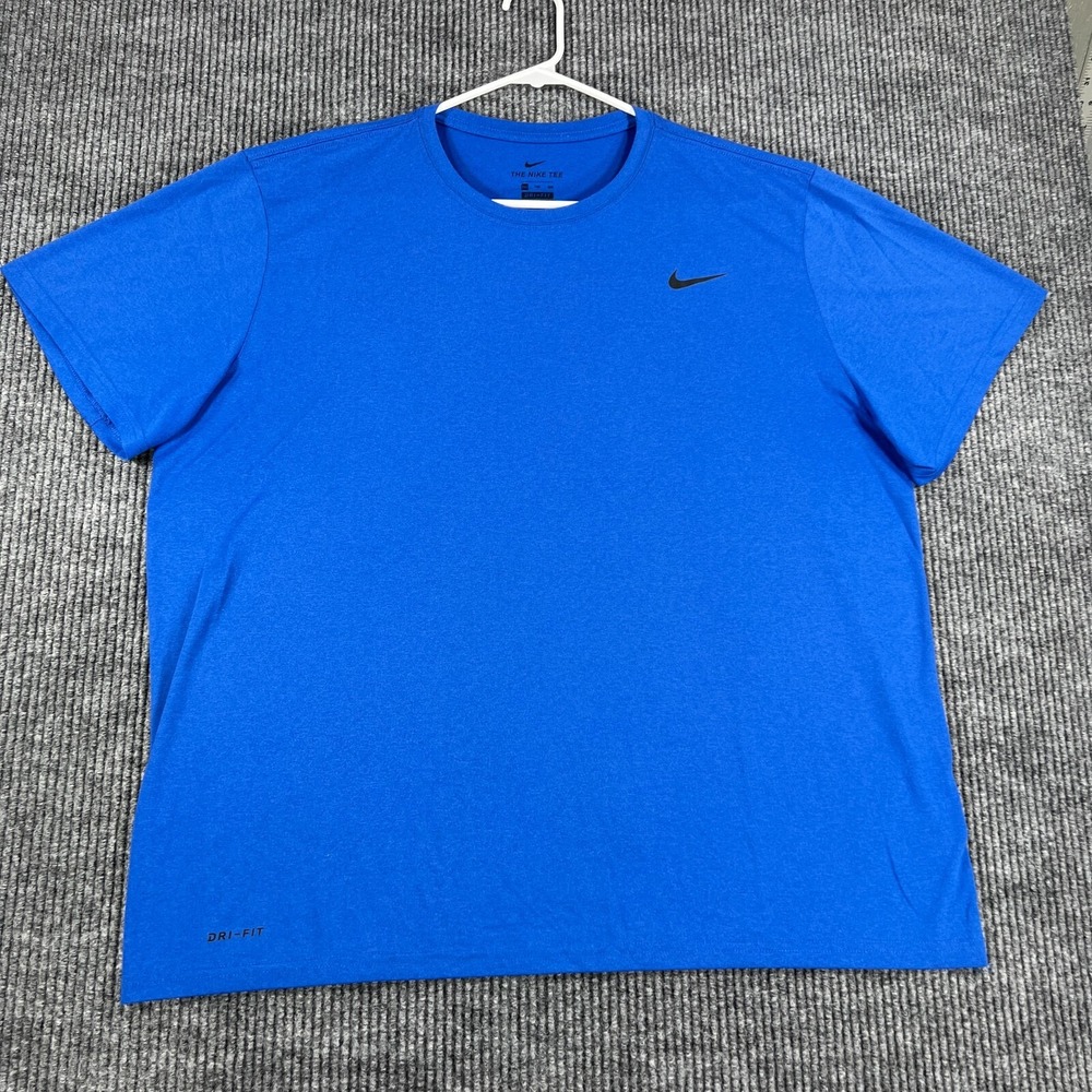 Nike Shirt Mens 2XL XXL Blue Short Sleeve Dri Fit Training Workout Active Casual